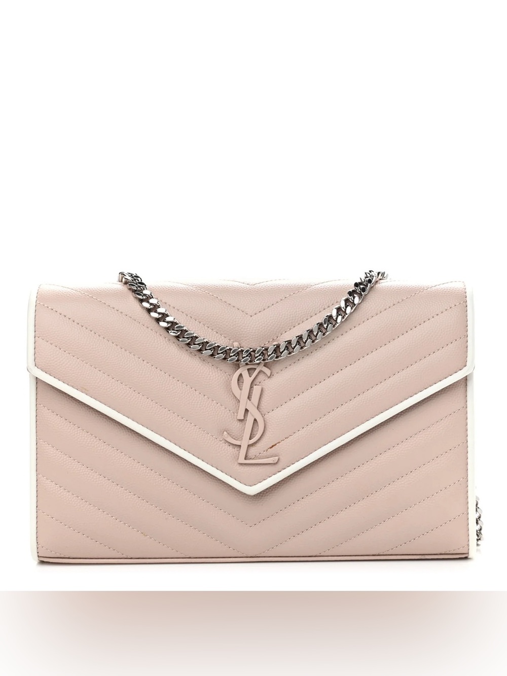 Saint Laurent Quilted Bag in Mauve Beige with Silver Hardware